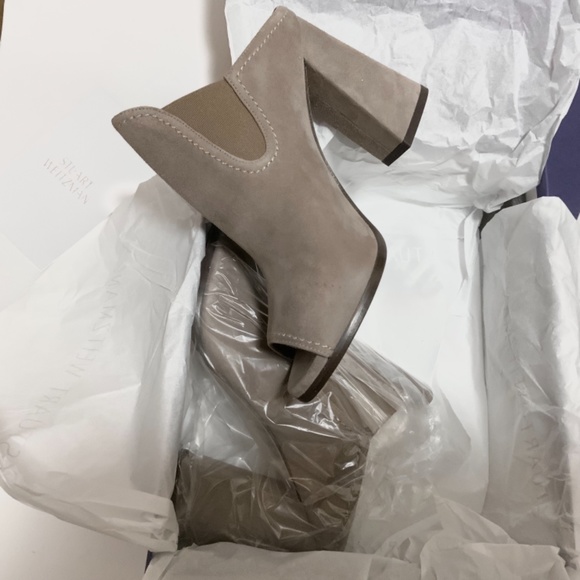 Stuart Weitzman Slideup Topo Gray Leather Suede Open-Toe Mule Heel Pump Sandal 9 - Picture 7 of 10